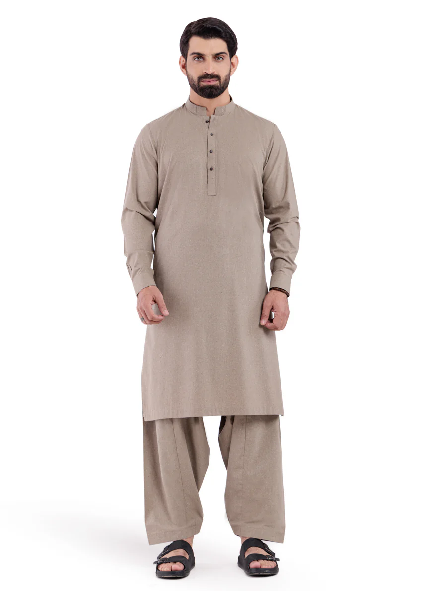 Brown-Blended-Shalwar Suit - (MP2PBBW25BM9O10) - Image 2