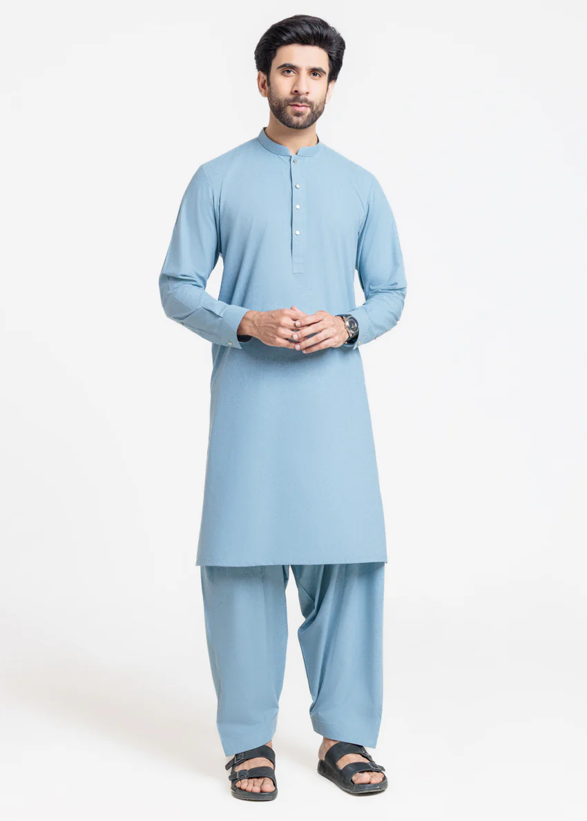 L-Blue-Blended-Shalwar Suit - (MP2PBBW25BM9O9)