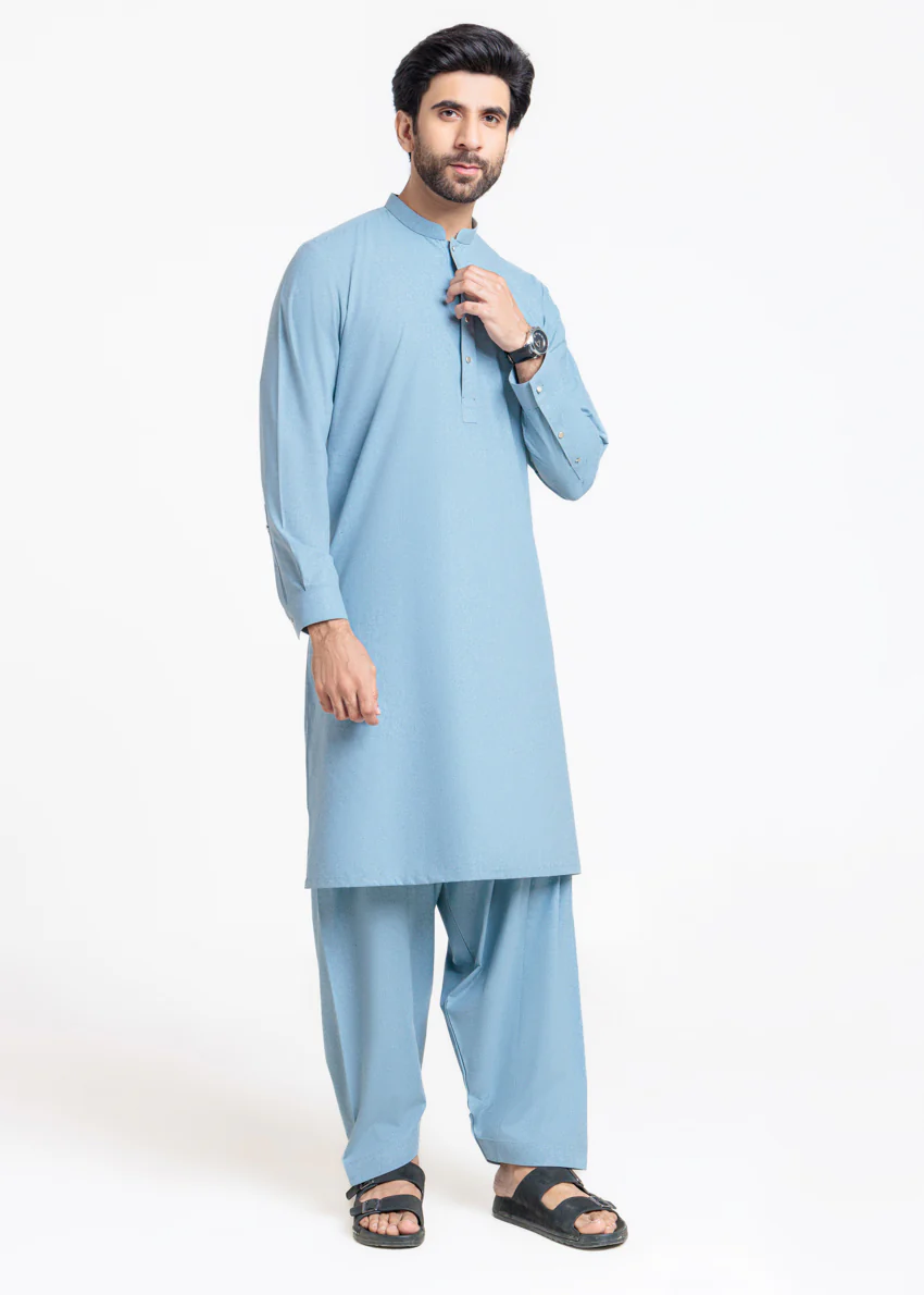 L-Blue-Blended-Shalwar Suit - (MP2PBBW25BM9O9) - Image 3
