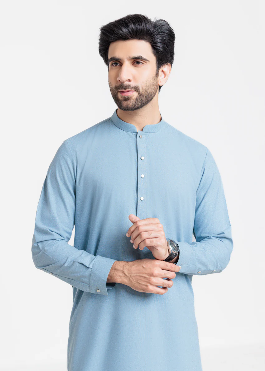 L-Blue-Blended-Shalwar Suit - (MP2PBBW25BM9O9) - Image 5