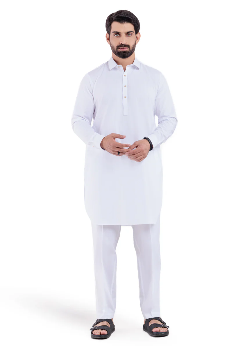 White-Cotton-Kurta-Trouser - (MP2PSBW25ADD13) - Image 4