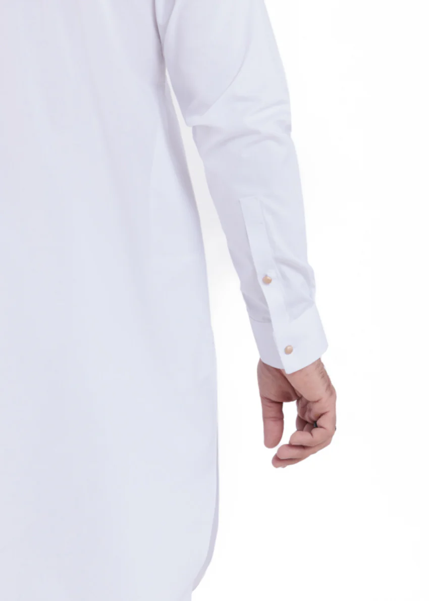 White-Cotton-Kurta-Trouser - (MP2PSBW25ADD13) - Image 5