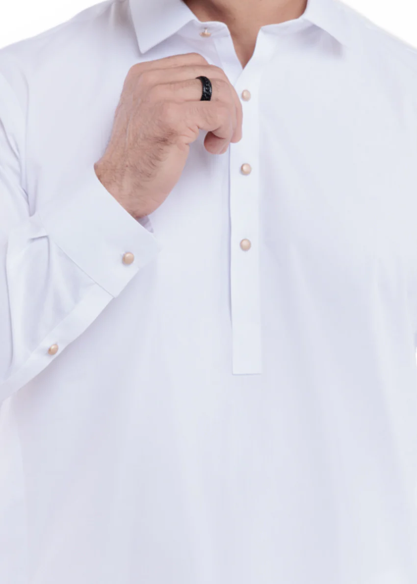 White-Cotton-Kurta-Trouser - (MP2PSBW25ADD13) - Image 7