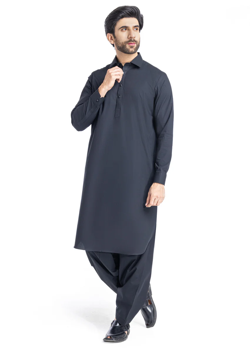 Black-Cotton-Shalwar Suit - (MP2PSBW25ADD6) - Image 4