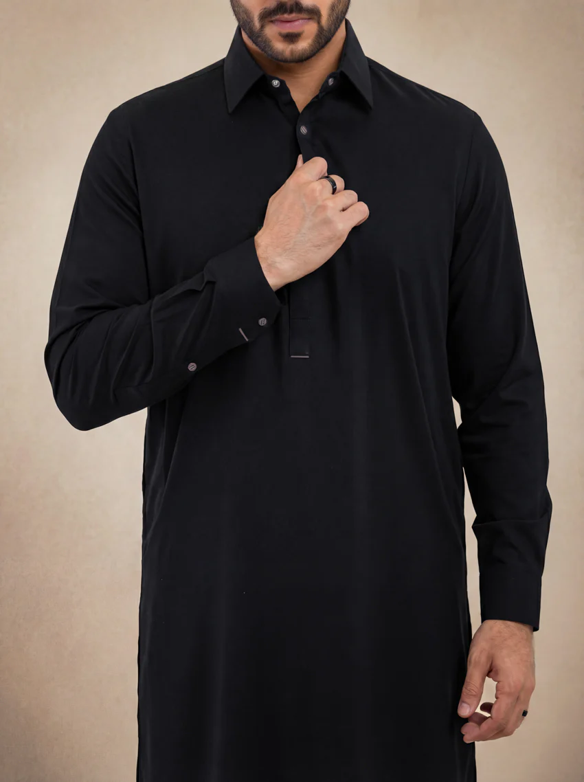 Black-Cotton-Shalwar Suit - (MP2PSBW25ADN12) - Image 4