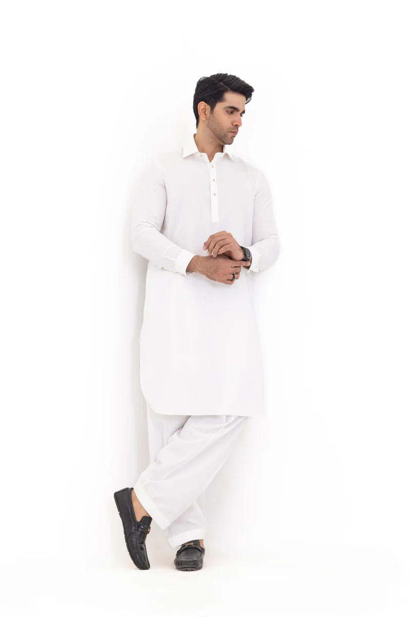 White-Cotton-Shalwar Suit - (MP2PSBW25ADN13)