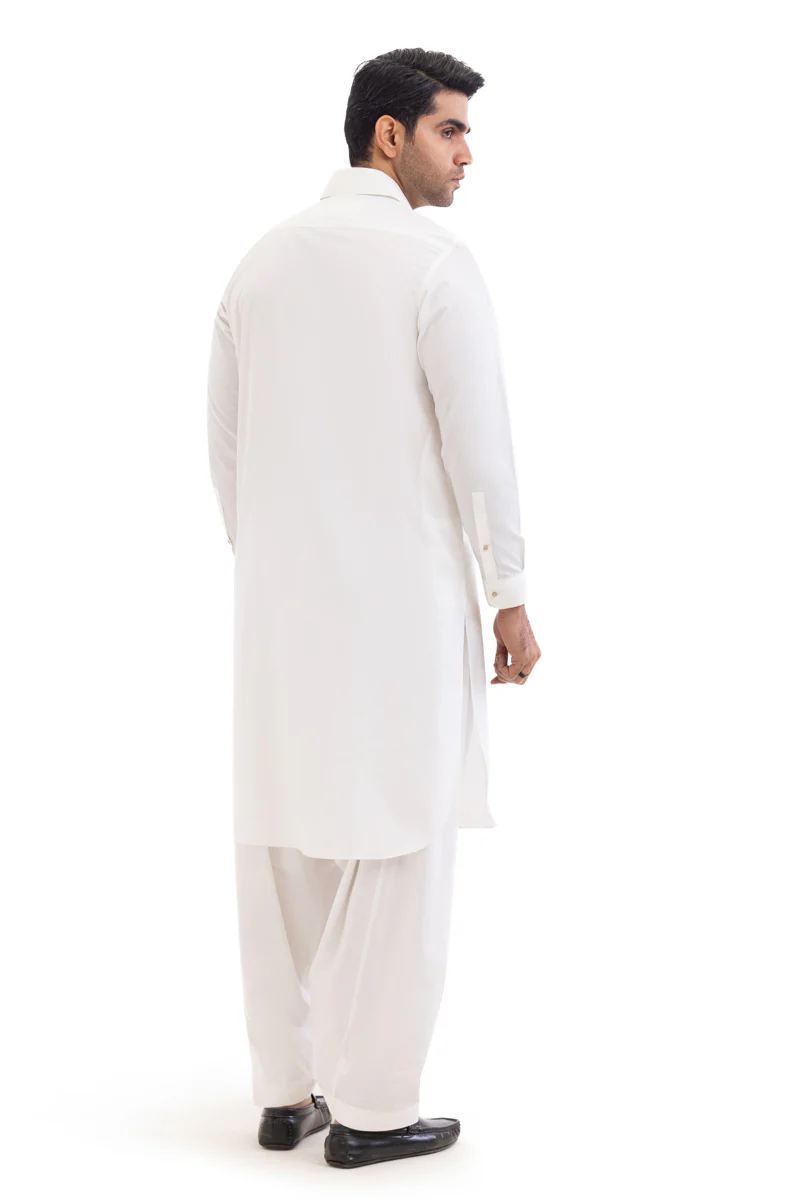 White-Cotton-Shalwar Suit - (MP2PSBW25ADN13) - Image 2