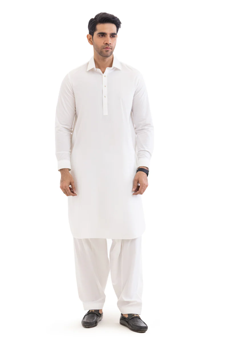 White-Cotton-Shalwar Suit - (MP2PSBW25ADN13) - Image 3