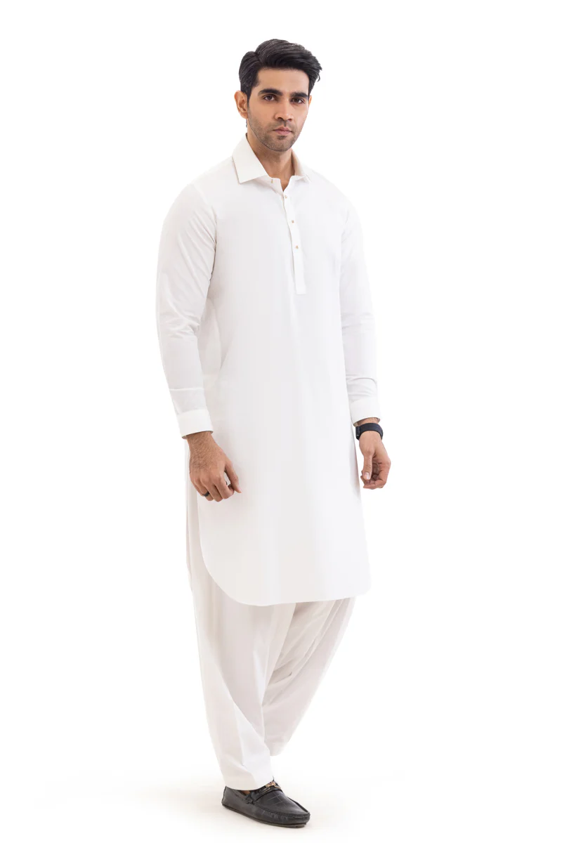 White-Cotton-Shalwar Suit - (MP2PSBW25ADN13) - Image 5