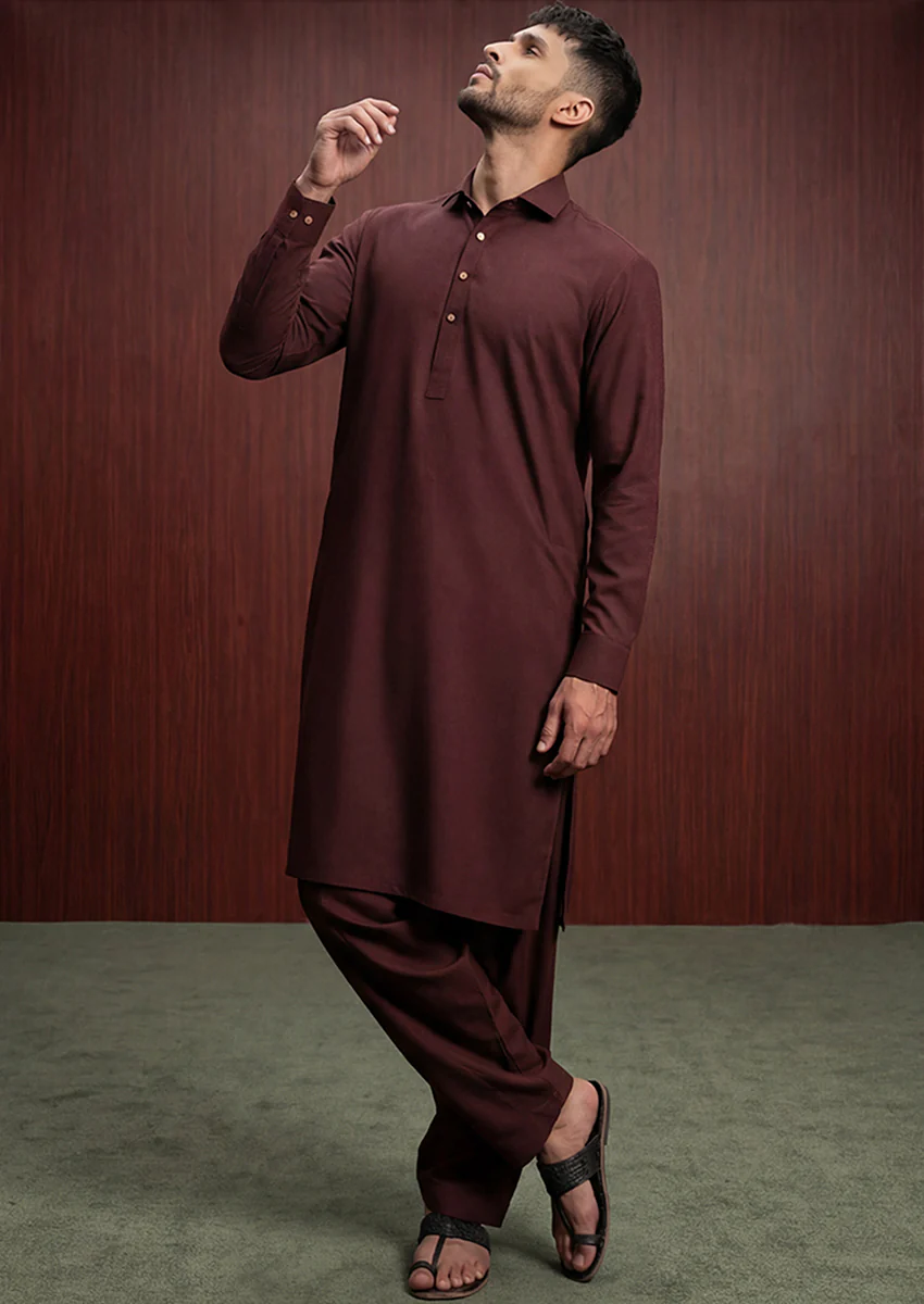 R-Brown-Blended-Shalwar Suit - (MP2PSBW25ADN8)