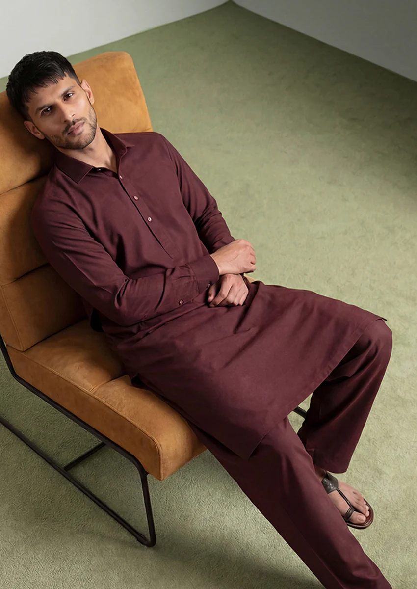 R-Brown-Blended-Shalwar Suit - (MP2PSBW25ADN8) - Image 2