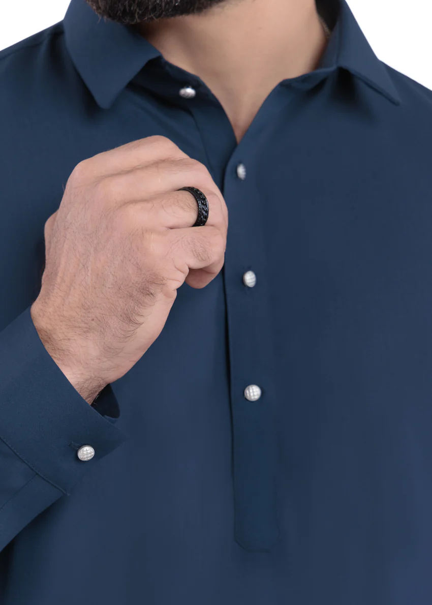 Navy-Blended-Shalwar Suit - (MP2PSBW25ADN9) - Image 6
