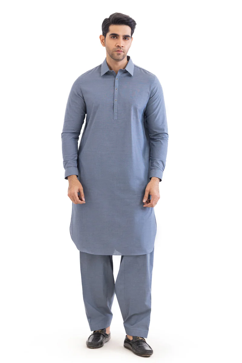 Blue-Cotton-Shalwar Suit - (MP2PSBW25BM10N8) - Image 3