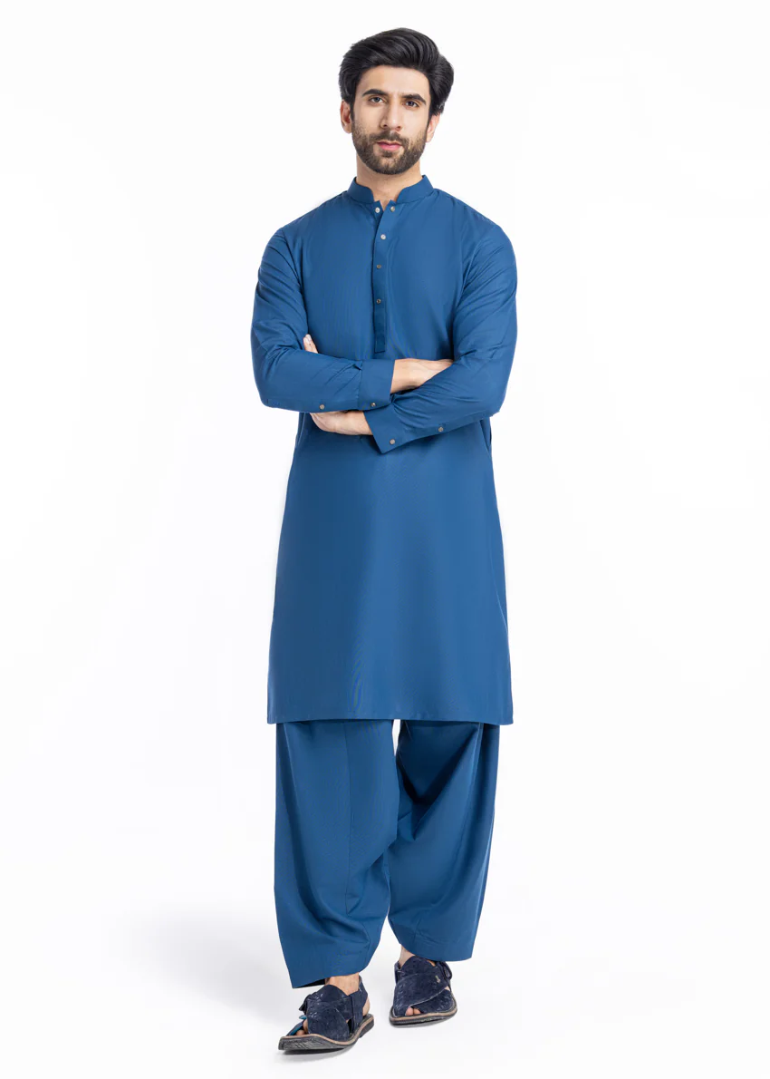 Blue-Blended-Shalwar Suit - (MP2PSBW25BM11D2) - Image 4