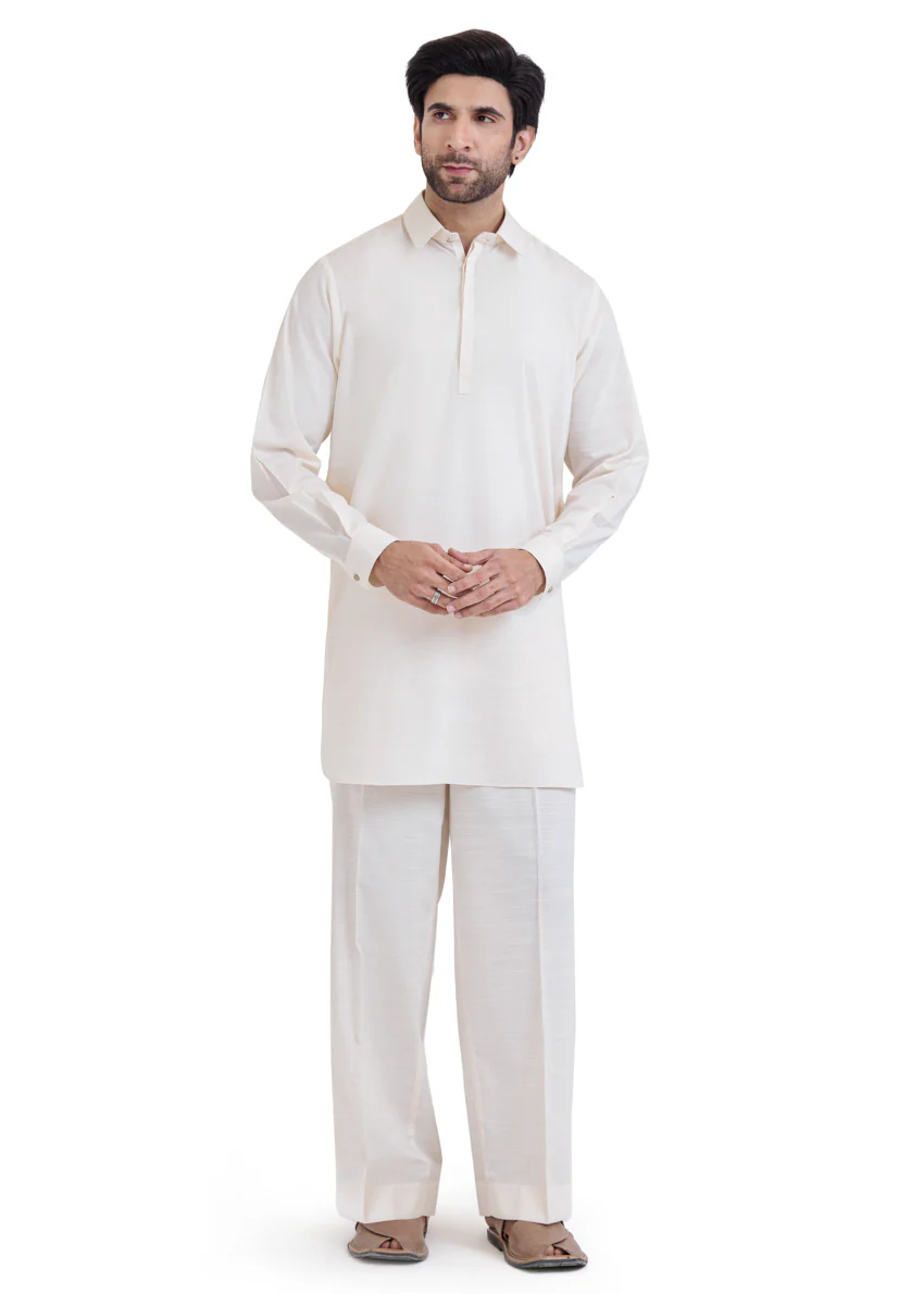Cream-Blended-Kurta Trouser - (MP2PSBW25BM1J9) - Image 3