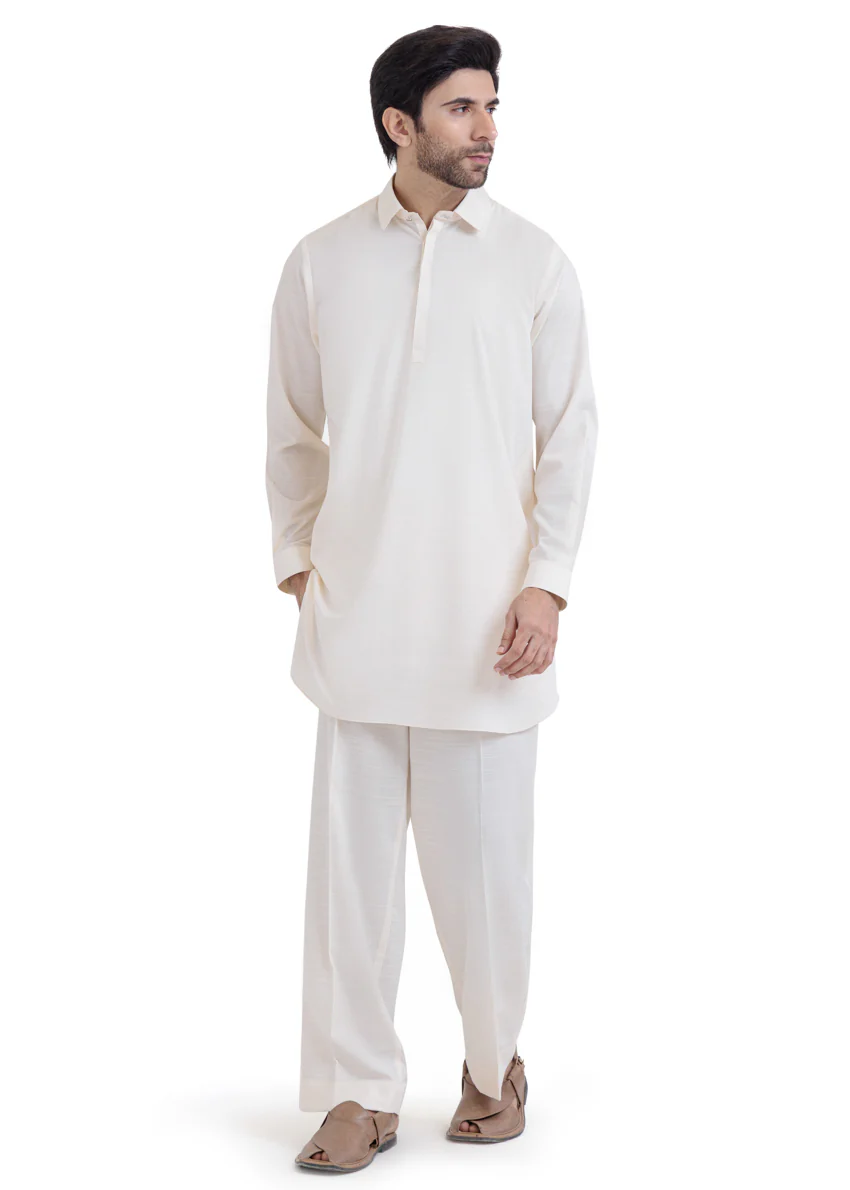 Cream-Blended-Kurta Trouser - (MP2PSBW25BM1J9) - Image 4