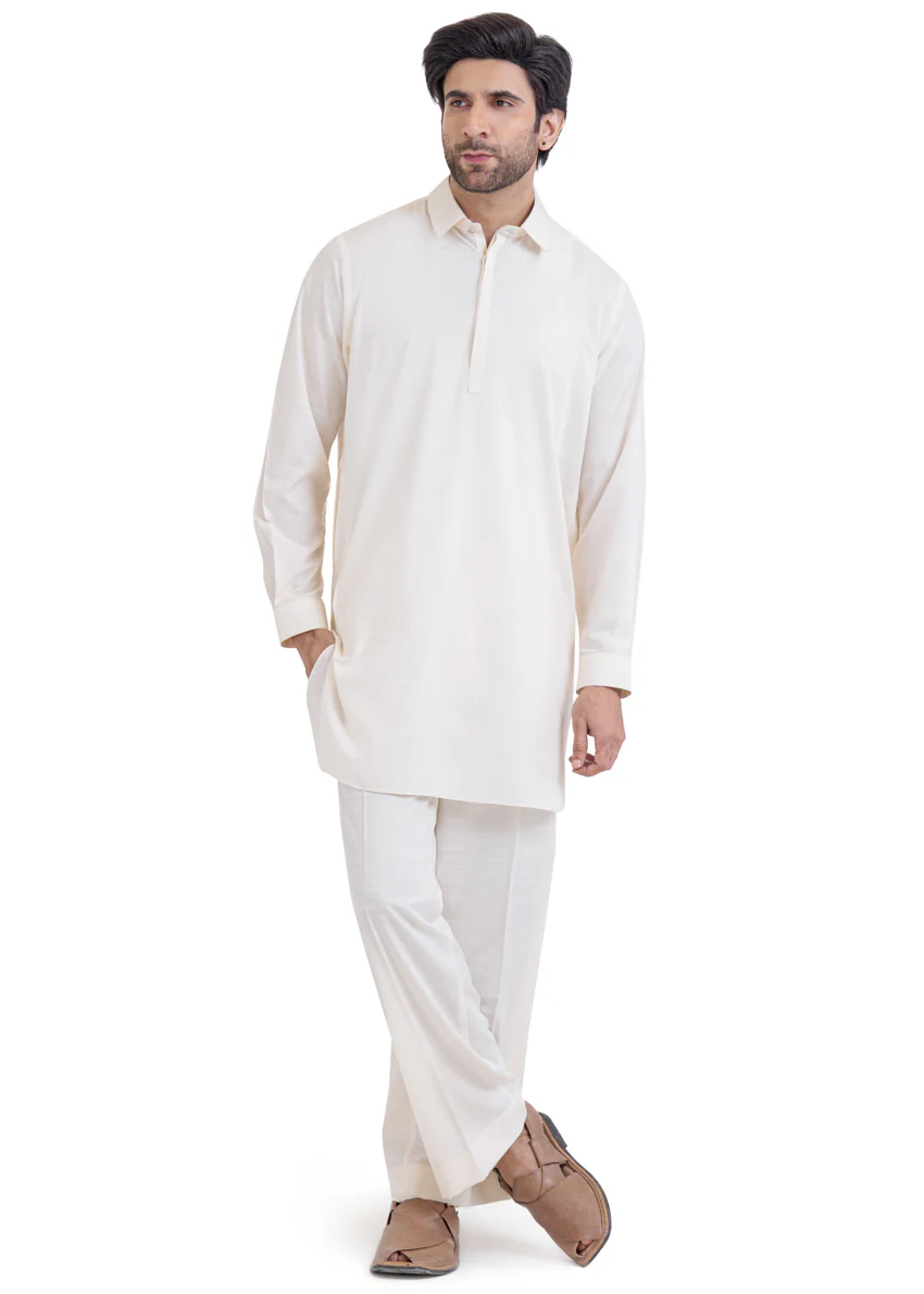 Cream-Blended-Kurta Trouser - (MP2PSBW25BM1J9) - Image 5