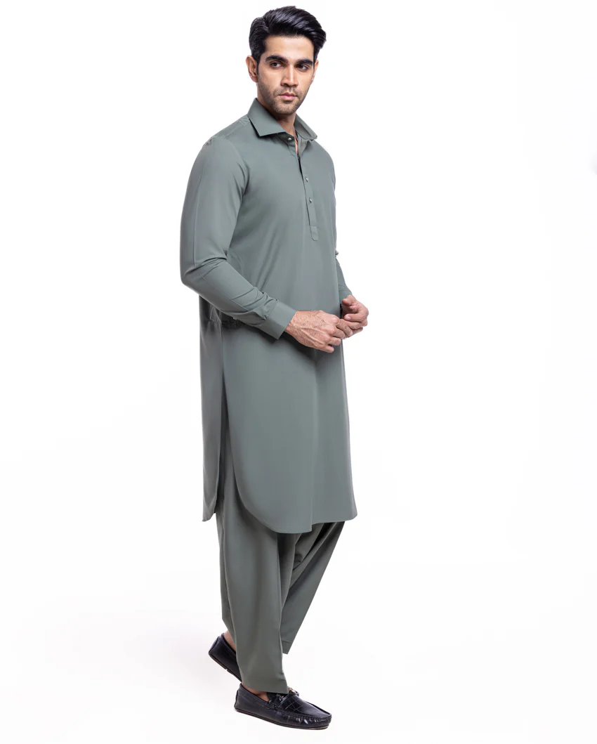 D-Green-Blended-Shalwar Suit - (MP2PSBW25BM9O1) - Image 7