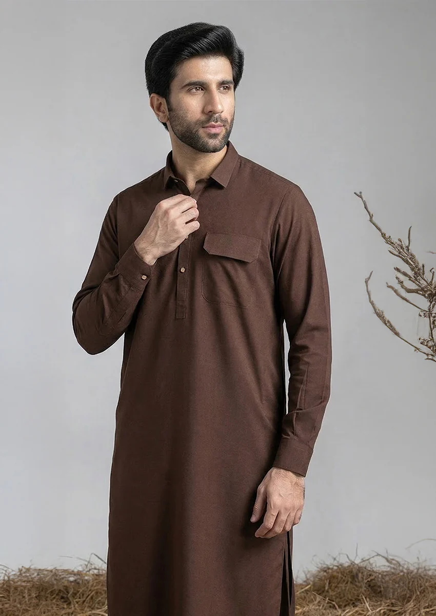 Brown-Blended-Shalwar Suit - (MP2PSBW25BM9O5) - Image 2