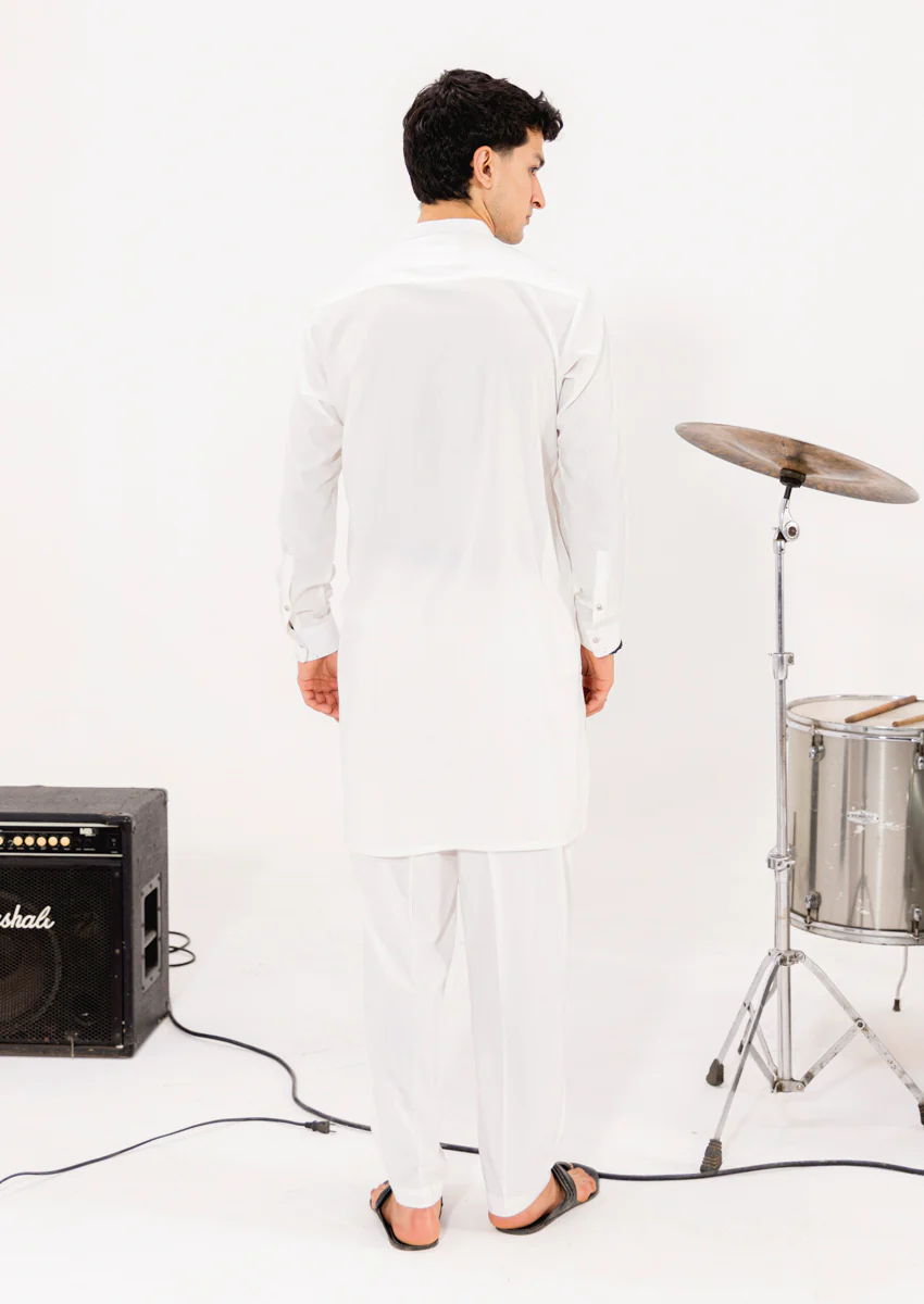 White-Blended-Kurta Trouser - (MPS25KPS2041) - Image 2