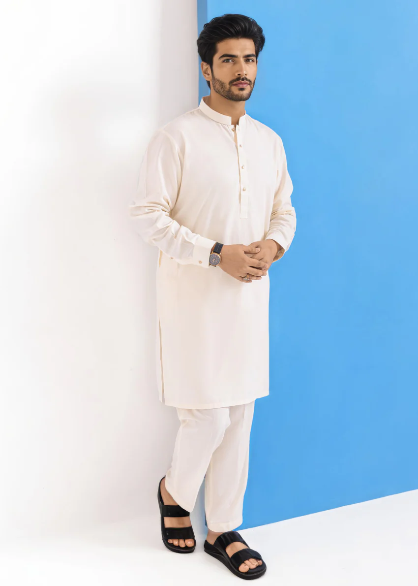 Cream-Blended-Kurta Trouser - (MPS25KPS2045) - Image 5