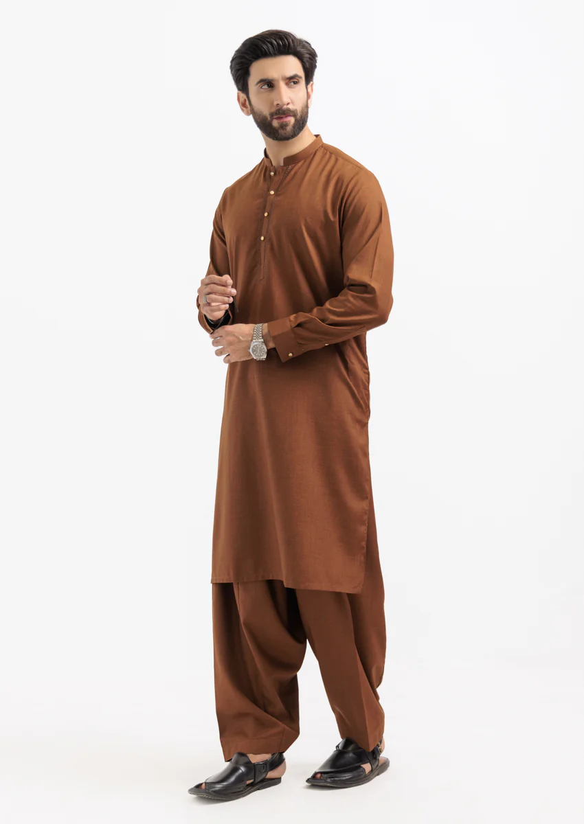 Brown-Blended-Kurta Shalwar - (MPS25KSE2061) - Image 3