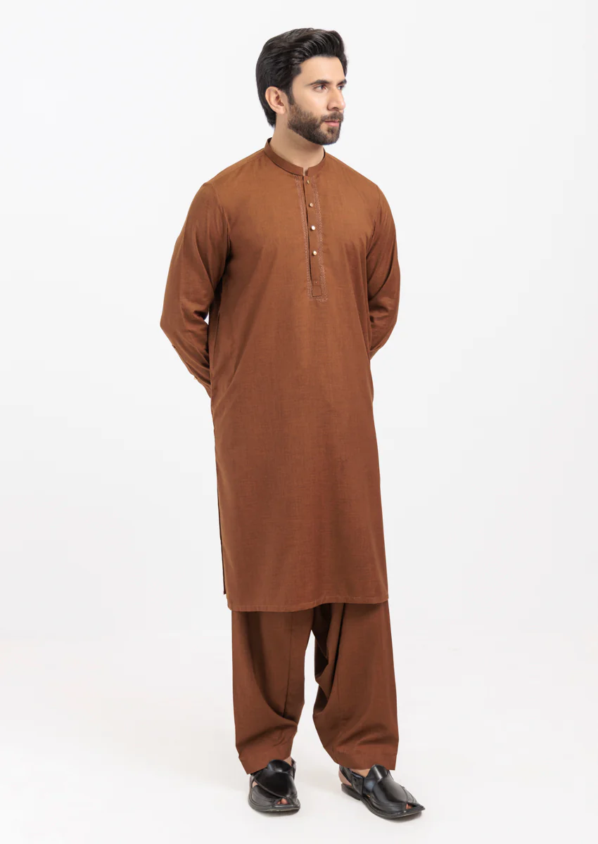 Brown-Blended-Kurta Shalwar - (MPS25KSE2061) - Image 4