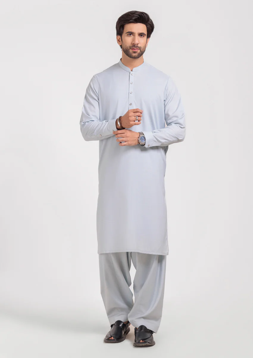 P-Blue-Blended-Kurta Shalwar - (MPS25KSE2063)