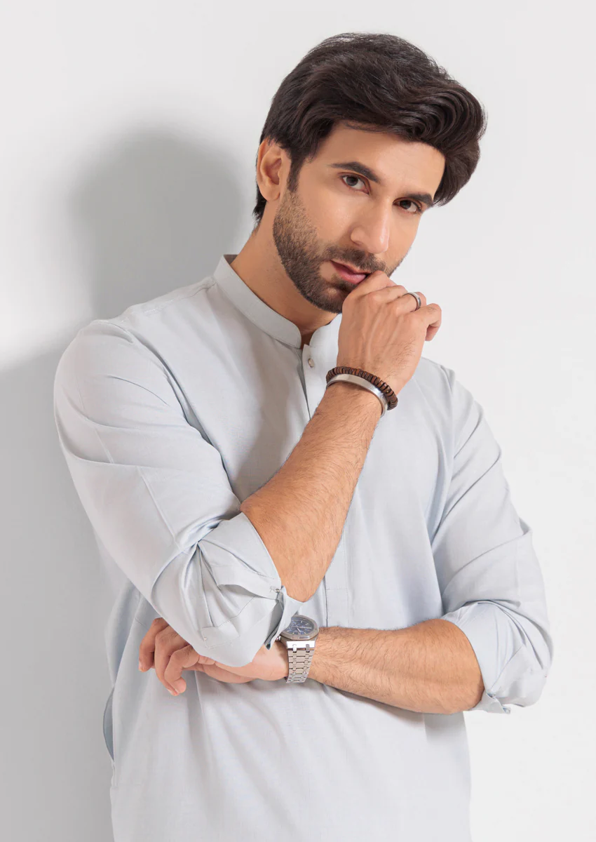 P-Blue-Blended-Kurta Shalwar - (MPS25KSE2063) - Image 5