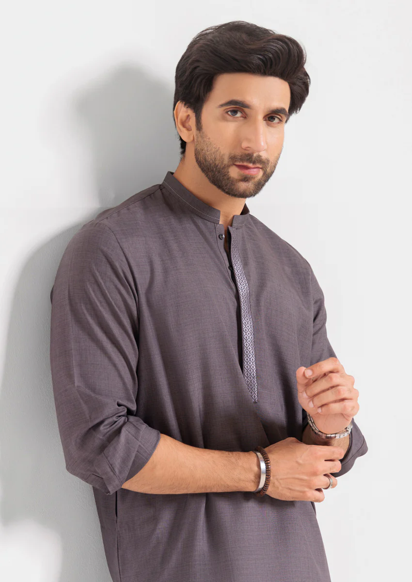 D-Grey-Blended-Kurta Shalwar - (MPS25KSE2064) - Image 6