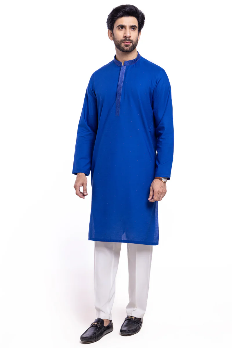 Blue-Cotton-Kurta - (MPS25KUE1101) - Image 3