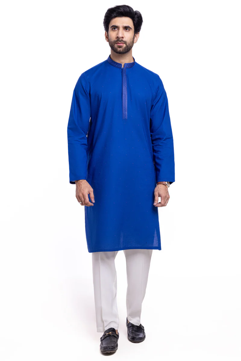 Blue-Cotton-Kurta - (MPS25KUE1101) - Image 4