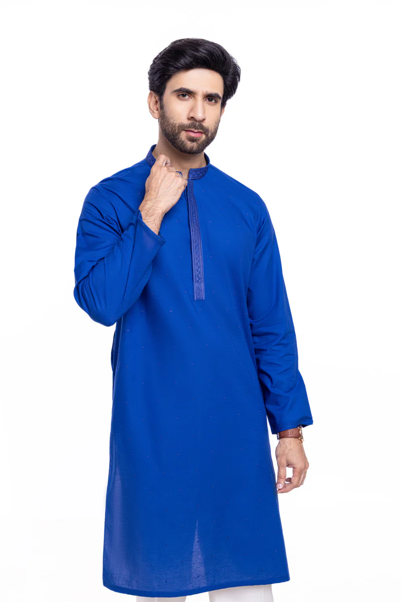 Blue-Cotton-Kurta - (MPS25KUE1101) - Image 5