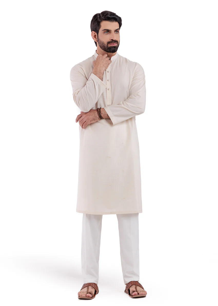 Beige-Dobby-Kurta - (MPS25KUE1103) - Image 4
