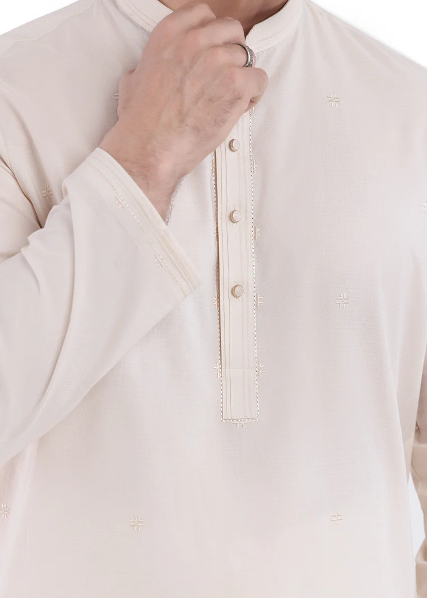 Beige-Dobby-Kurta - (MPS25KUE1103) - Image 7
