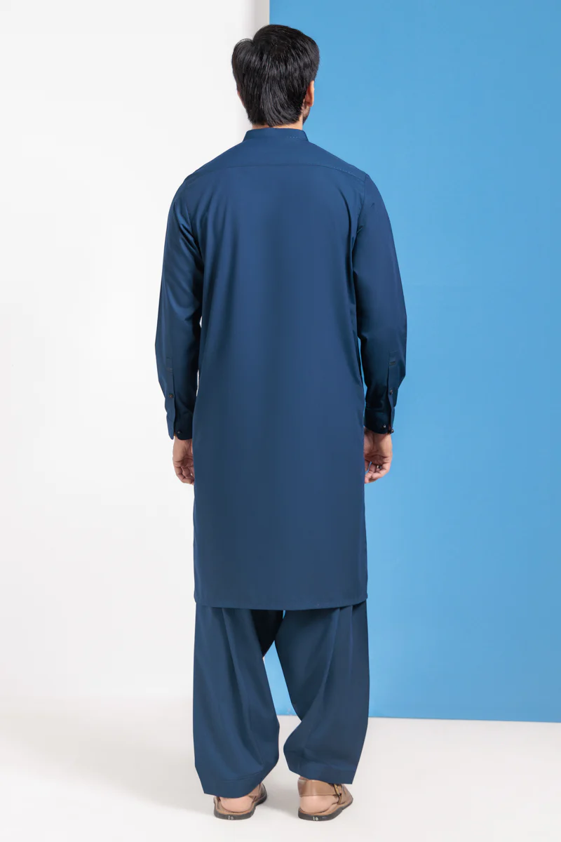 Navy-Blended-Shalwar Suit - (MPS25SSE2046) - Image 2