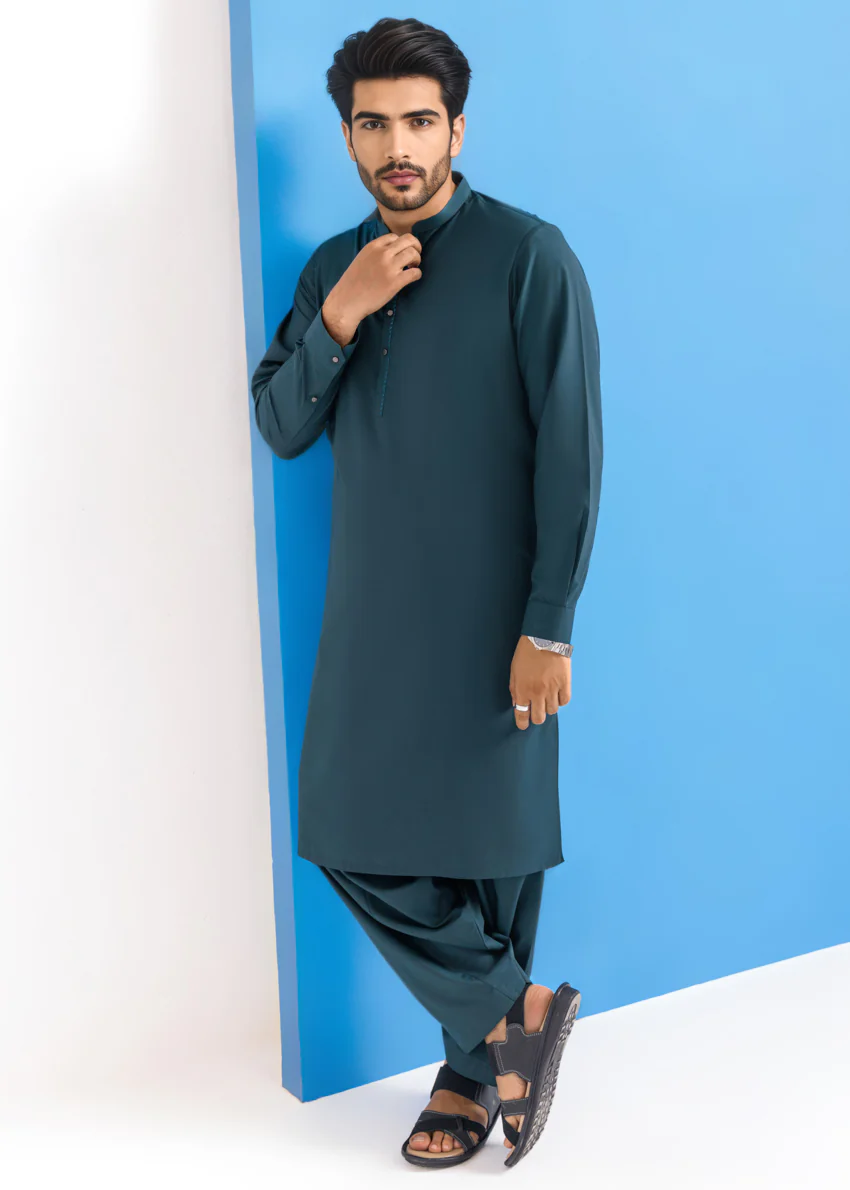 D-Green-Blended-Shalwar Suit - (MPS25SSE2047) - Image 3