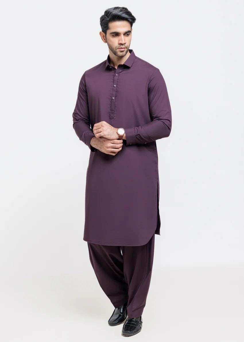 Violet-Blended-Shalwar Suit - (MPS25SSE2048) - Image 3