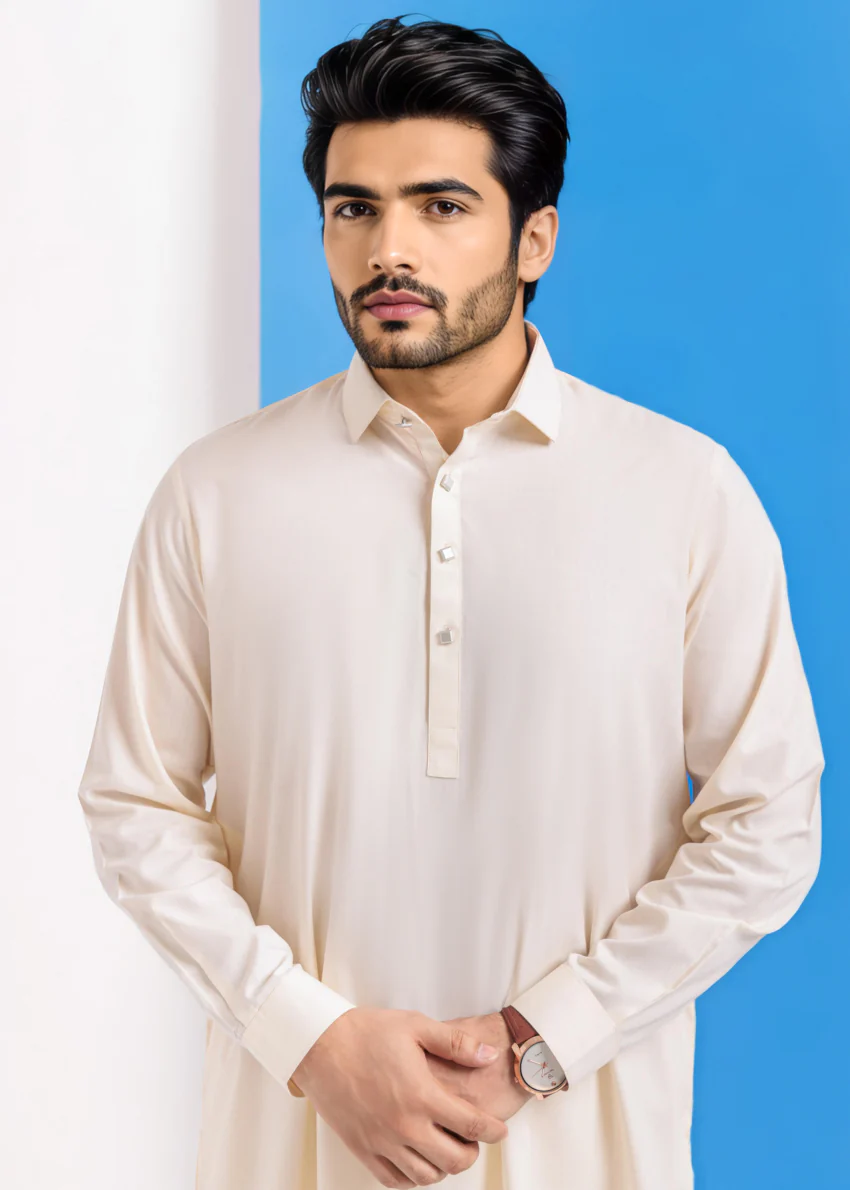 Cream-Blended-Shalwar Suit - (MPS25SSE2049) - Image 5