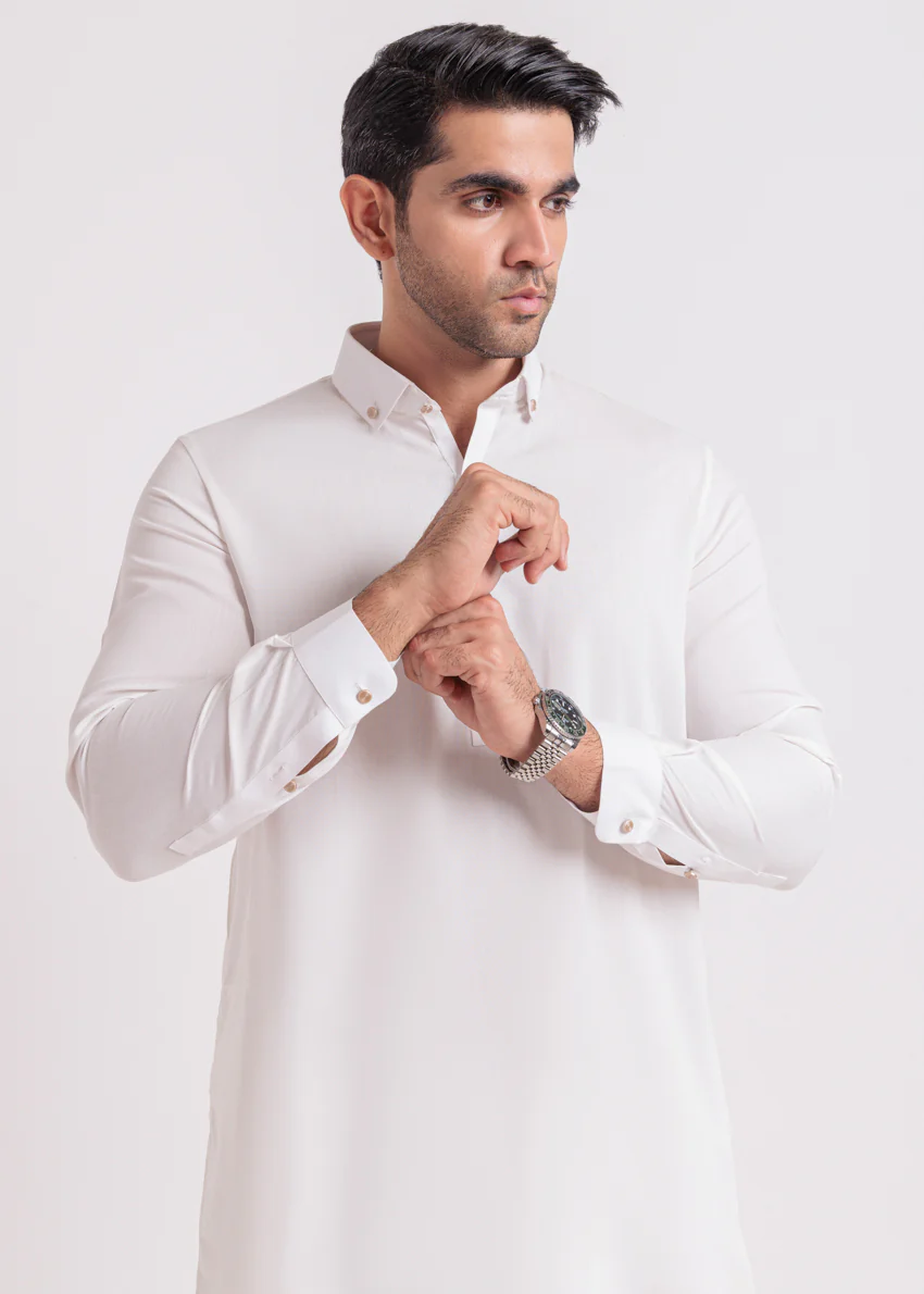 White-Blended-Shalwar Suit - (MPS25SSE2054) - Image 6