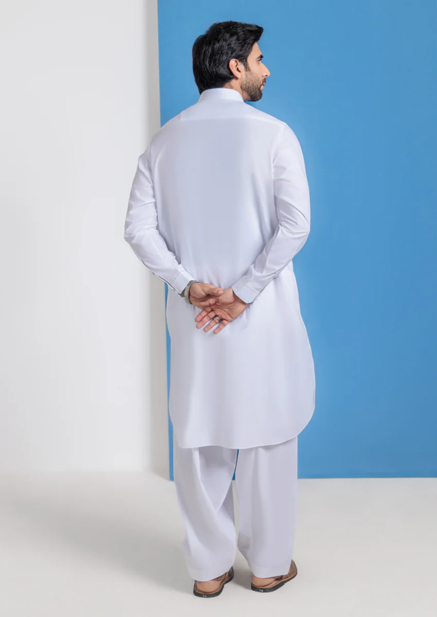 White-Blended-Shalwar Suit - (MPS25SSE2072) - Image 2