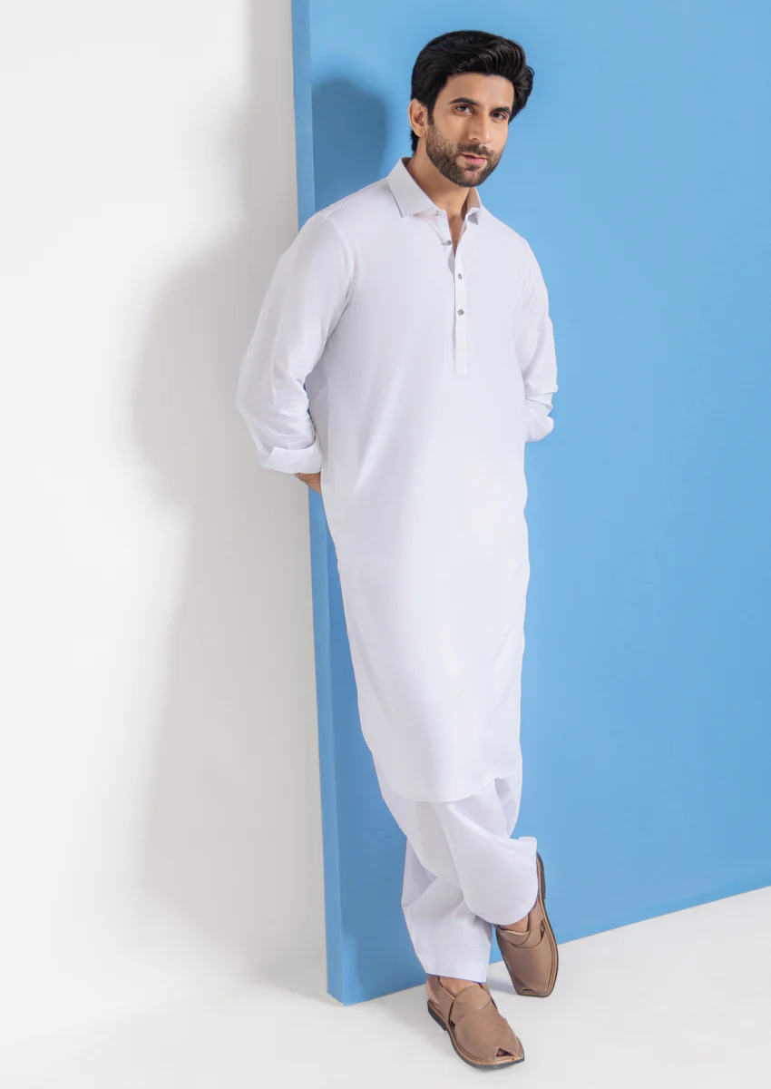 White-Blended-Shalwar Suit - (MPS25SSE2072) - Image 3