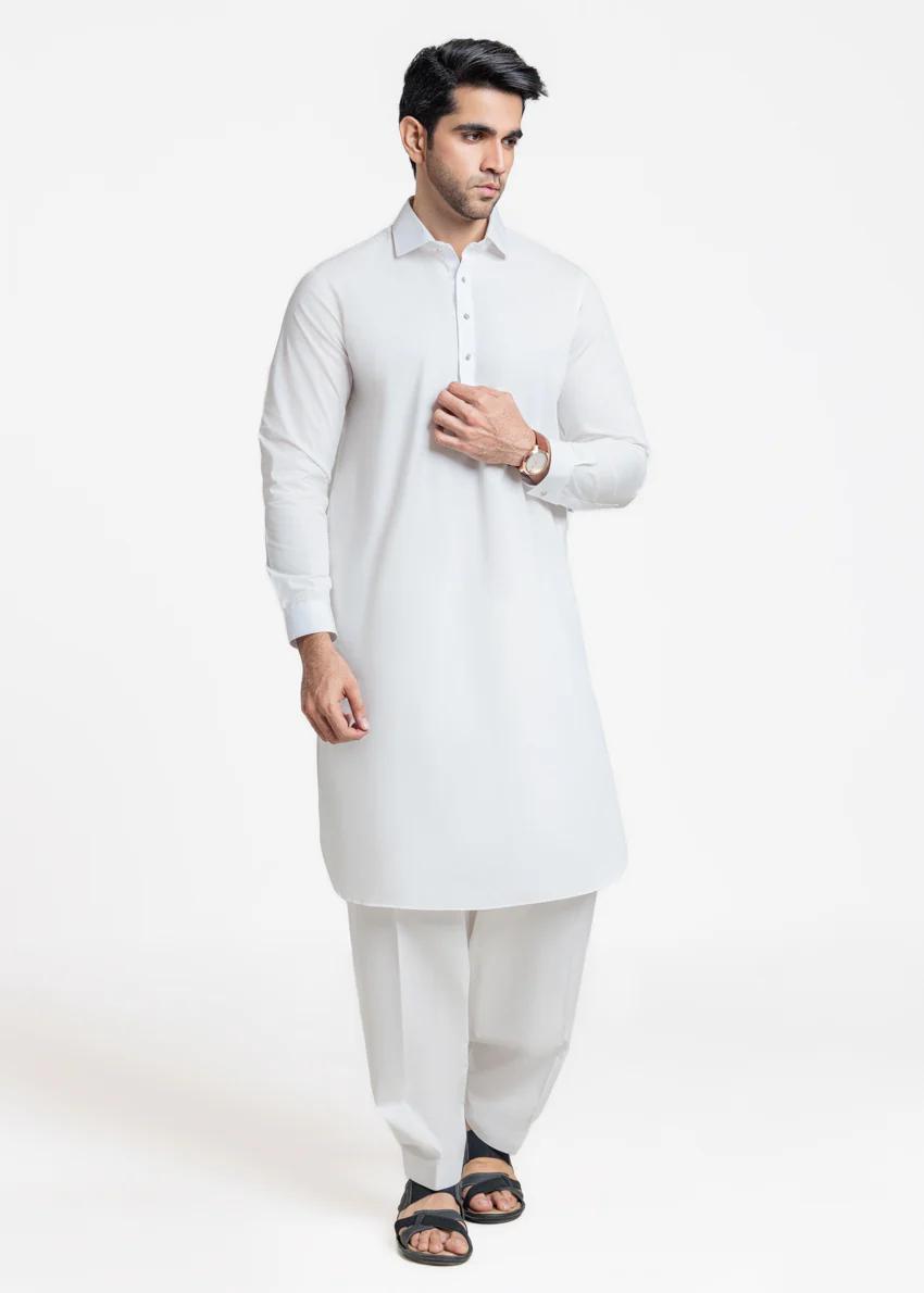 White-Cotton-Shalwar Suit - (MPS25SSS2042) - Image 3