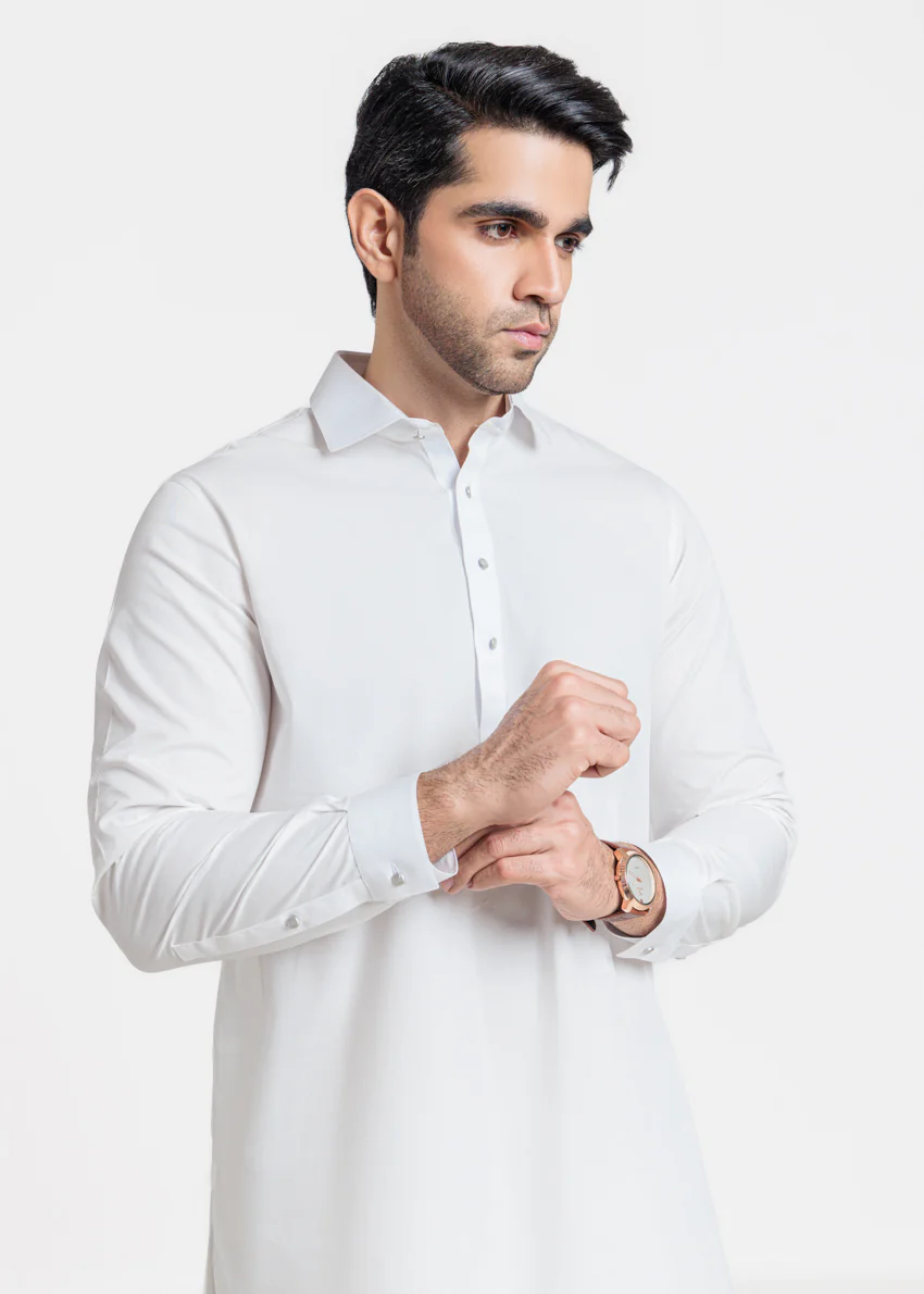 White-Cotton-Shalwar Suit - (MPS25SSS2042) - Image 5