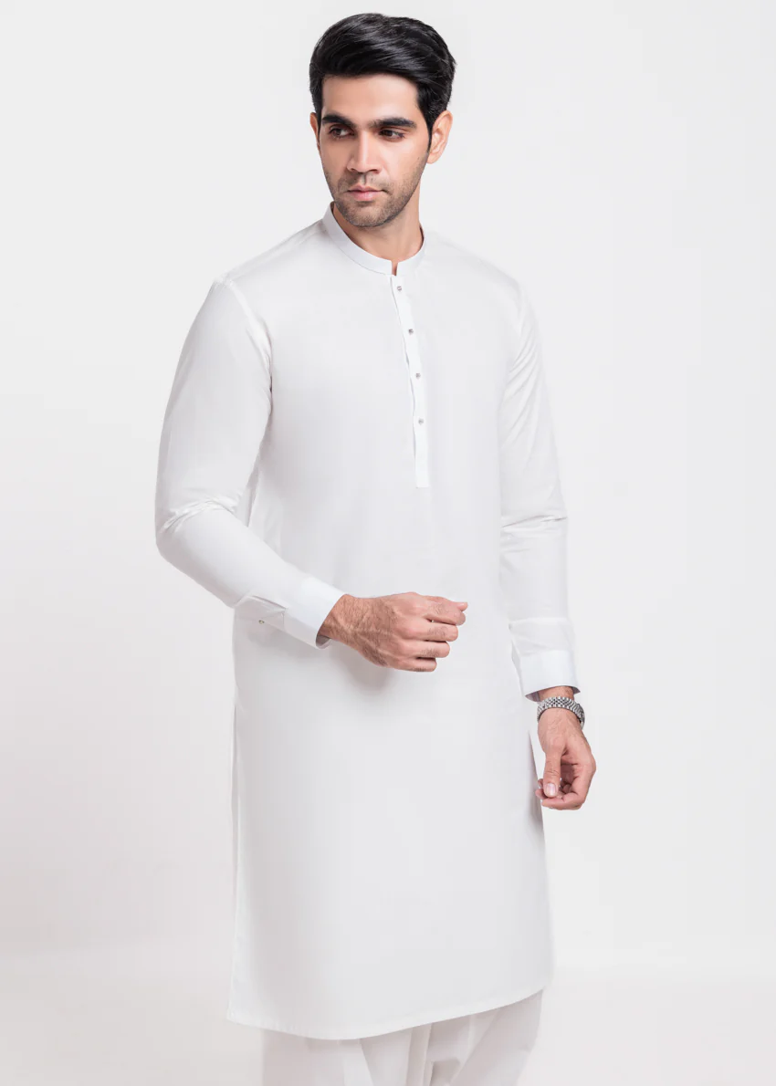 White-Blended-Shalwar Suit - (MPS25SSS2043) - Image 4
