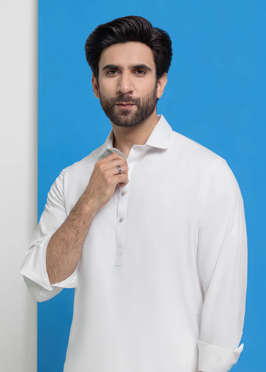 White-Blended-Shalwar Suit - (MPS25SSS2049) - Image 9