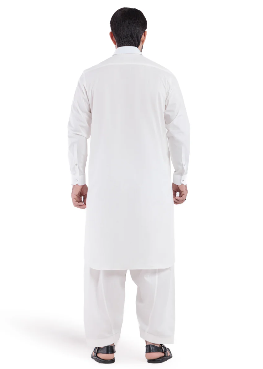 White-Cotton-Shalwar Suit - (MPS25SSS2052) - Image 2