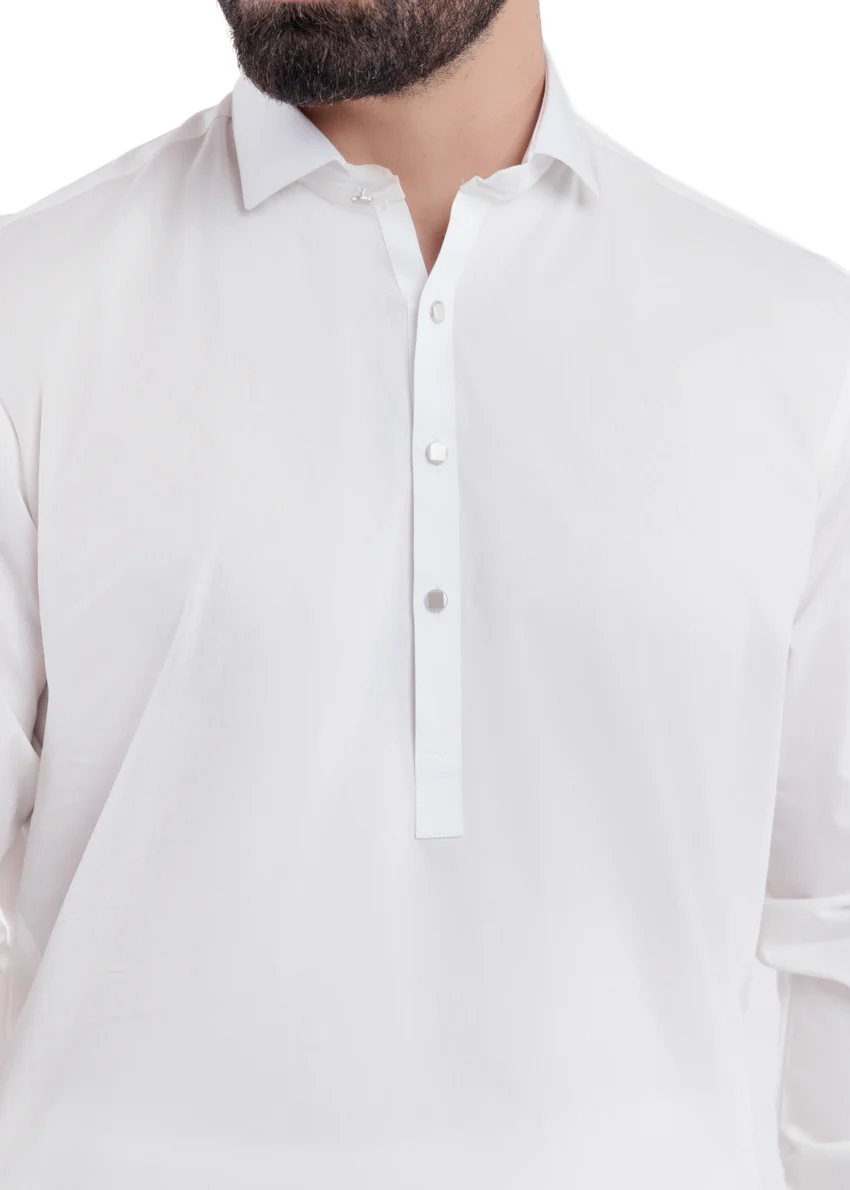 White-Cotton-Shalwar Suit - (MPS25SSS2052) - Image 7