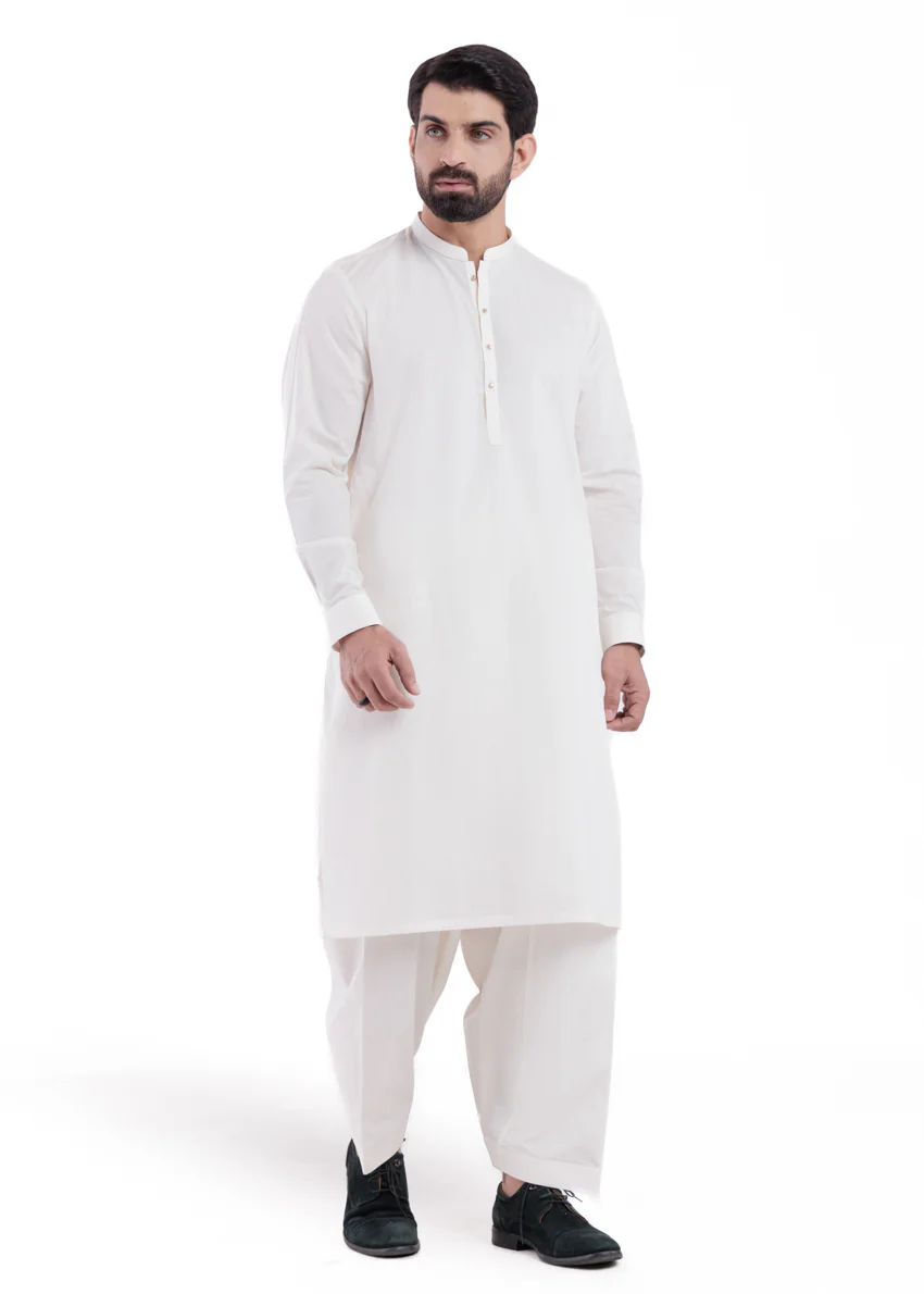 O-White-Cotton-Shalwar Suit - (MPS25SSS2054)