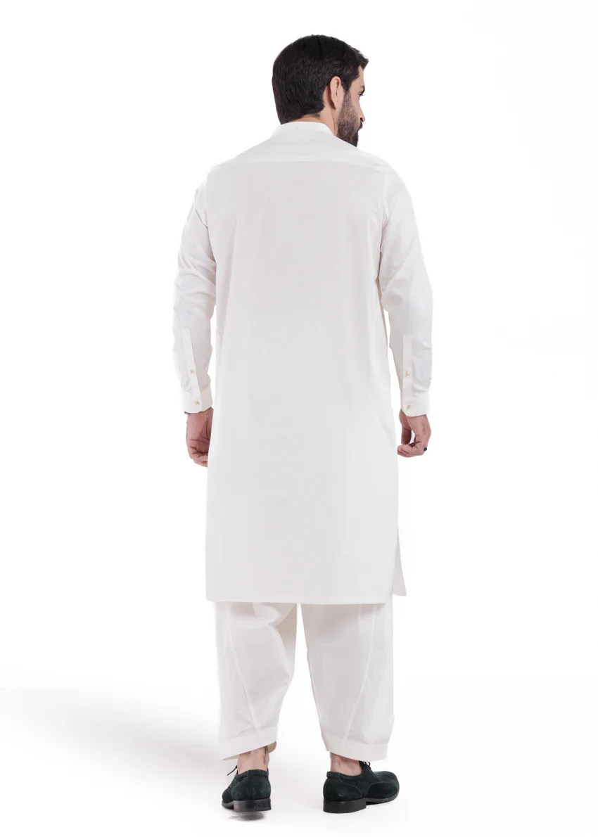 O-White-Cotton-Shalwar Suit - (MPS25SSS2054) - Image 2